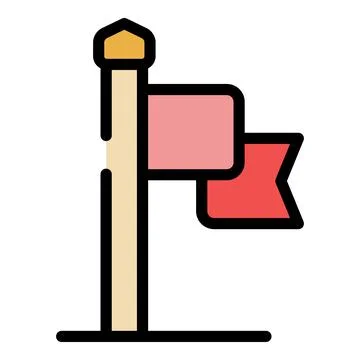 Solved flag problem icon color outline vector Illustrazione stock