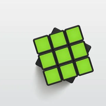 Solved green realistic rubik cube on white Stock Illustration