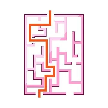 Solved maze game showing solution path and success 스톡 일러스트