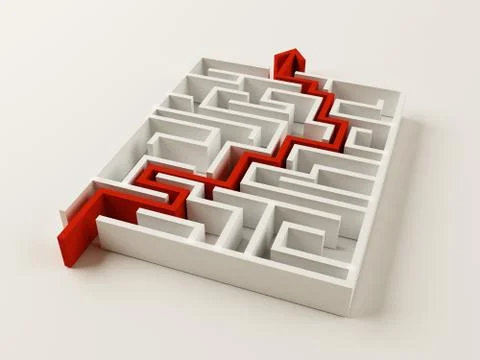 Solved maze puzzle Stock Illustration