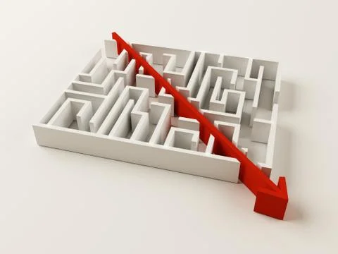 Solved maze puzzle Illustrazione stock