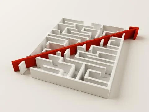 Solved maze puzzle Stock Illustration