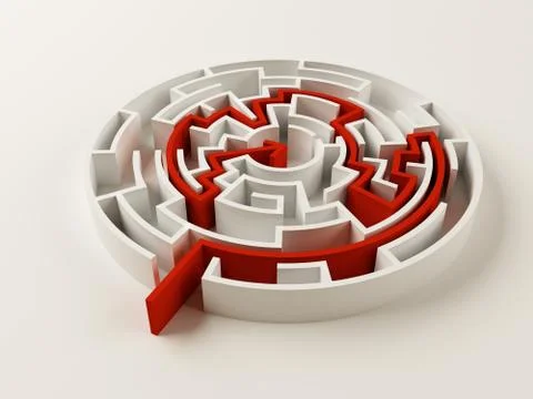 Solved maze puzzle. Stock Illustration