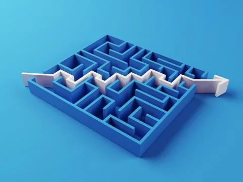 Solved maze puzzle. Stock Illustration