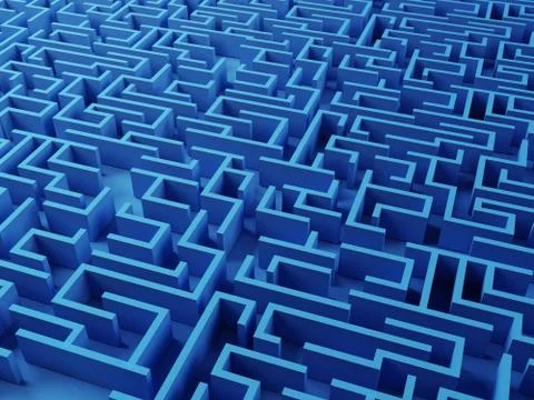 Solved maze puzzle. Stock Illustration