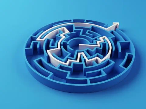 Solved maze puzzle. Stock Illustration