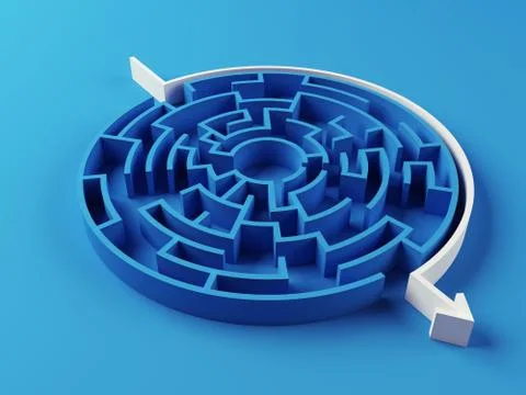 Solved maze puzzle. Stock Illustration