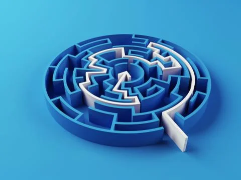 Solved maze puzzle. Stock Illustration