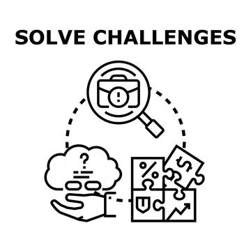 Solved problem finding solutions for business challenges Stock Illustration