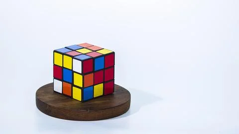 Solved rubik's cube on a white background Stock Photos