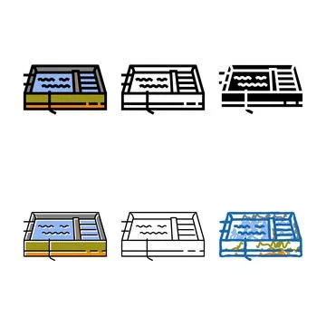 Solvent extraction tanks copper color icon vector multipack Stock Illustration