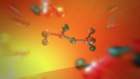 Solvent Particles Spinning in Orange Brilliance in Microscopic World 스톡 동영상 337374527