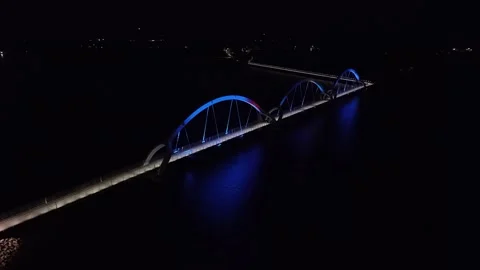 Sölvesborg Bridge in Motion: A Cinematic Night Journey. Stock Footage 319351212