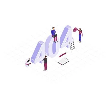 Solving 404 problem concept isometric illustration 스톡 일러스트