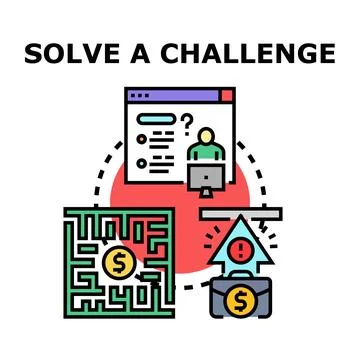 Solving business challenges and achieving financial goals concept Stock Illustration