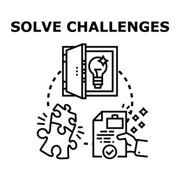 Solving business challenges finding creative solutions concept Stock Illustration