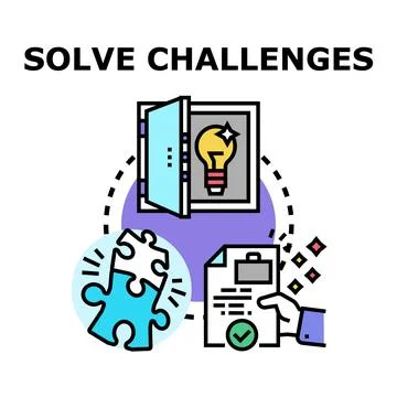 Solving business challenges finding creative solutions concept Stock Illustration