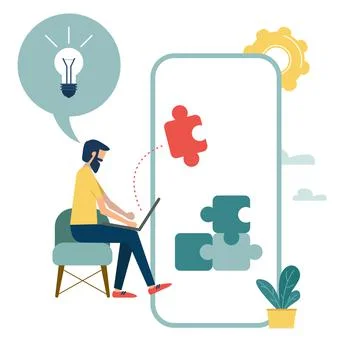 Solving business problems. Abstract head of person filled with new ideas Stock Illustration