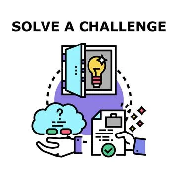 Solving challenge with creative idea and smart solution Stock Illustration