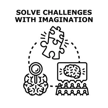 Solving challenges with creative imagination and teamwork process イラスト素材