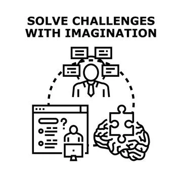 Solving challenges using imagination and creative thinking Stock Illustration