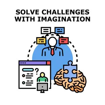 Solving challenges using imagination and creative thinking Stock Illustration