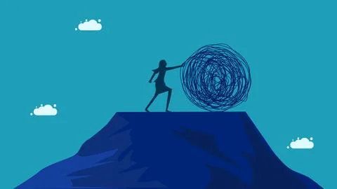 Solving chaotic problems. women push chaos 스톡 일러스트