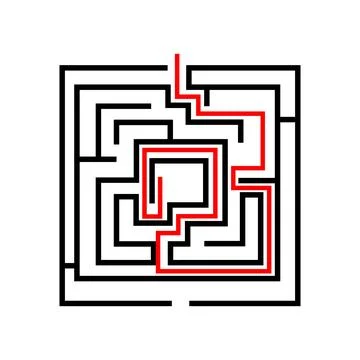 Solving complex geometric maze finding the solution 库存插图