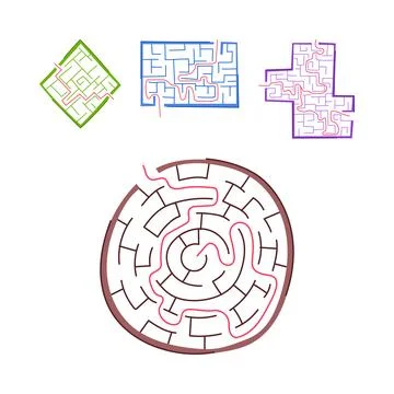 Solving complex labyrinth game mazes for children イラスト素材