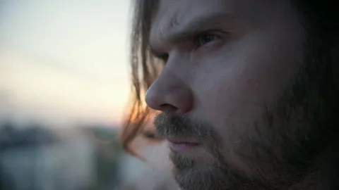 Solving hard problems. Willpower. Frown serious man feeling the emotions 스톡 동영상 246445100