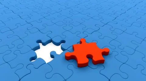 SOLVING JIGSAW PUZZLE Stock Illustration