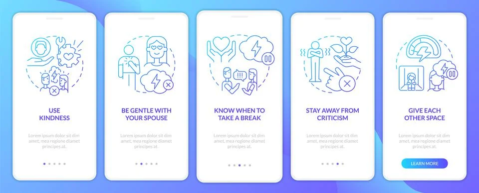 Solving marital problems blue gradient onboarding mobile app screen Stock Illustration