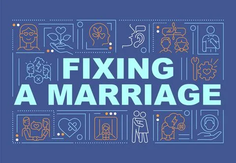 Solving marital problems word concepts dark blue banner 스톡 일러스트
