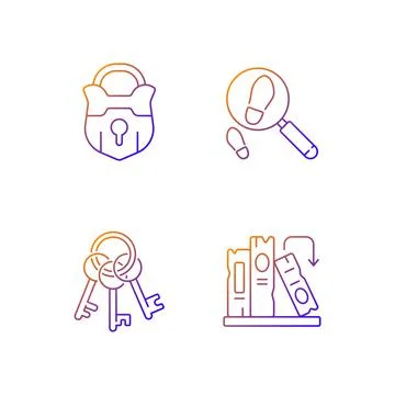 Solving mystery gradient linear vector icons set Illustrazione stock