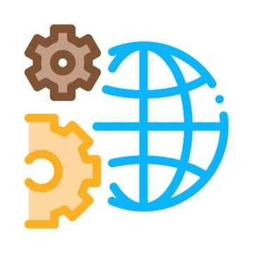 Solving planet problems icon vector outline illustration Illustrazione stock