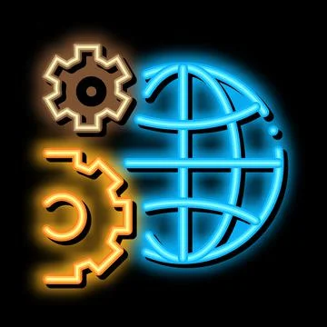 Solving planet problems neon glow icon illustration Stock Illustration