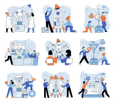 Solving problem and joint work teamwork assemble interacting persons. Effective Stock Illustration