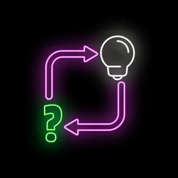Solving problem with creative ideas neon process Stockillustratie