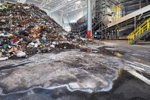 Solving problem of environmental pollution with waste at garbage processing p Foto stock