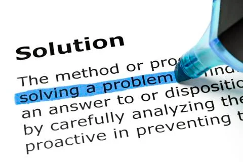 Solving a problem highlighted under solution Stock Photos