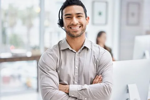Solving problems is what I do. Cropped portrait of a handsome young male call Foto stock