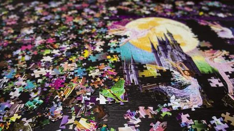Solving a puzzle, a board game Stock Photos