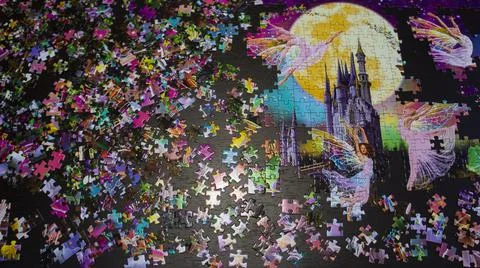 Solving a puzzle, a board game Stock Photos