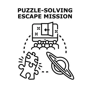 Solving puzzle challenge for team escape mission Stock Illustration