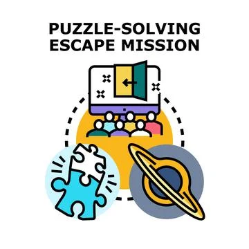 Solving puzzle challenge for team escape mission Stock Illustration
