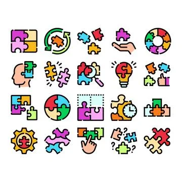 Solving puzzles finding solution and new ideas Stock Illustration