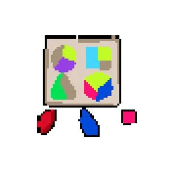 Solving puzzles toy pixel art vector illustration Illustrazione stock