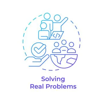 Solving real problems blue gradient concept icon Illustrazione stock