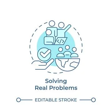 Solving real problems soft blue concept icon 스톡 일러스트