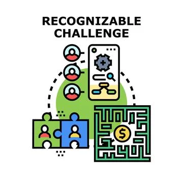 Solving recognizable challenge by teamwork and strategy Stock Illustration